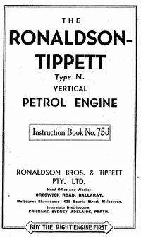 Original Ronaldson Tippett  type NHA 3-4hp Air Cooled instructions 