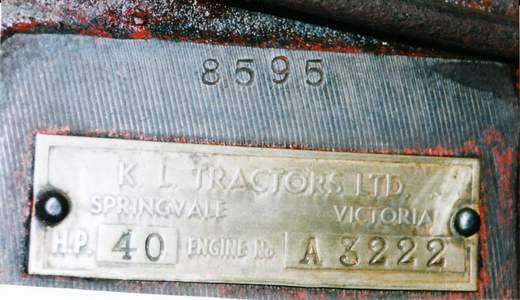 Engine number brass plate