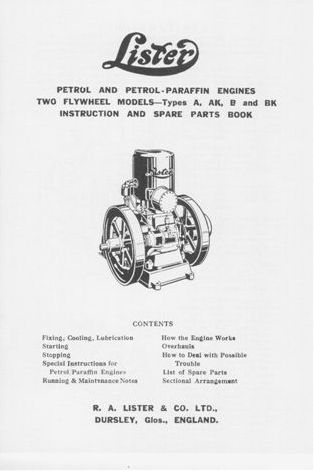 Lister Diesel Auto-Truck Instruction Book and Parts List Powered by Lister LD1 