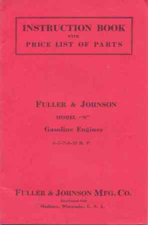 spoke flywheel F & J 2 HP Model "NB" Engine Instructions sheet 1930 reprint 